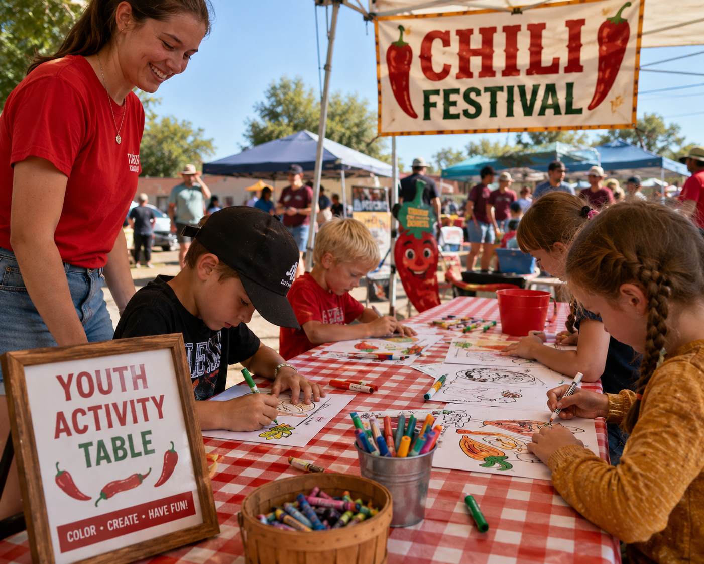 Community members at chile festival